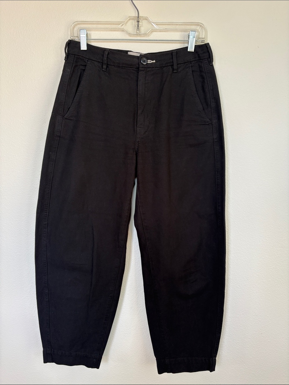 Everlane The Curved Canvas Barrel Pants Black Size 4 EUC